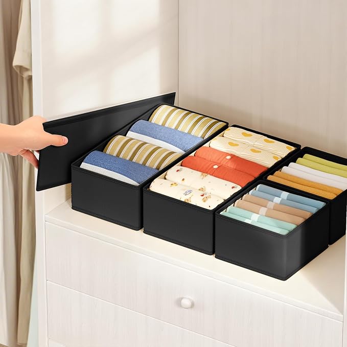 DIMJ Drawer Organizers Clothes, Fabric Closet Organizers and Storage, Shallow - Image 3