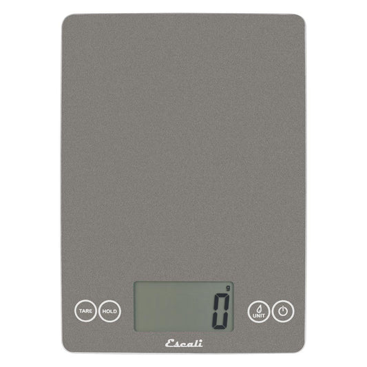 Escali Arti Glass Food Scale Digital Countertop Kitchen, Baking and Cooking Scale with Nutrition and Calorie Counter, 15-Pound Capacity, 9" x 6.5" x .75", Gray Storm