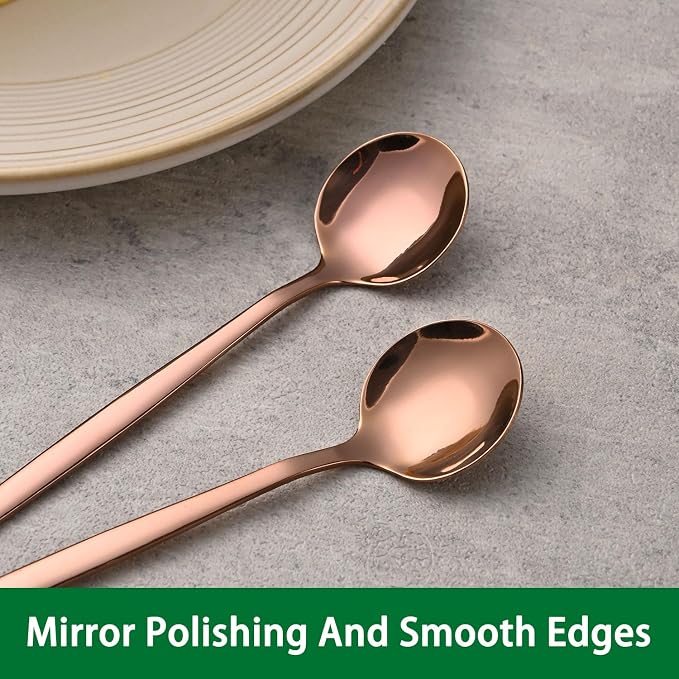 5.1Inch Stainless Steel Coffee & Tea Spoons Set, Rose Gold Teaspoon, Small - Image 4
