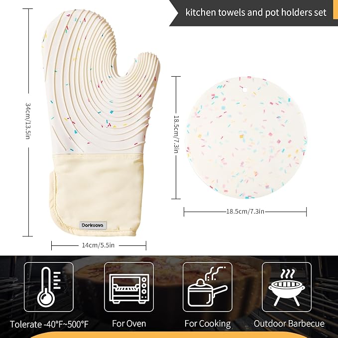 Silicone Mitts Oven, Silicone Oven Mitts Pair, Oven Gloves, Long Cooking Mitts - Image 2