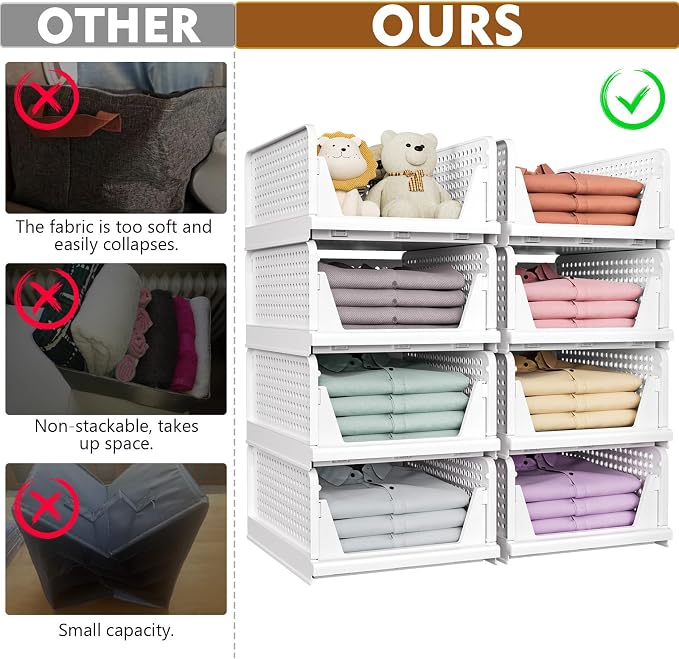 SNSLXH 5 Pack Stackable Closet Organizer Box, Space-Saving Clothes Storage - Image 3