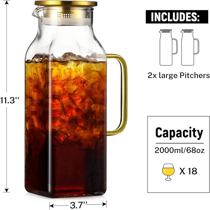 2 Quart Square Glass Pitcher - Image 2