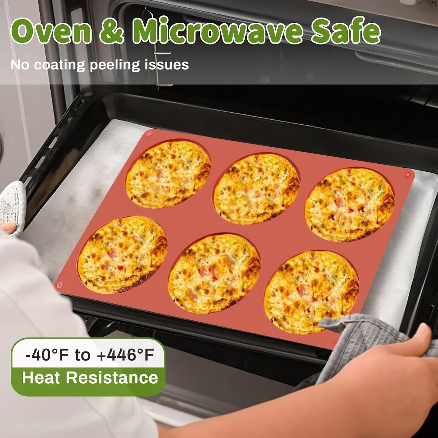 JOERSH 2-PK Silicone Egg Mold for Breakfast Sandwiches 4 Inch Round Muffin Top/Egg Pan, Oven Baking Silicone Molds for Hamburger Buns, English Muffins, Pancakes, Eggs Patty Bites