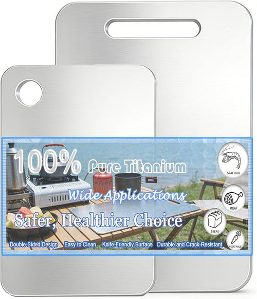 100% Pure Titanium Cutting Board Set of 2, Double-Sided Titanium Cutting Boards by Unknown