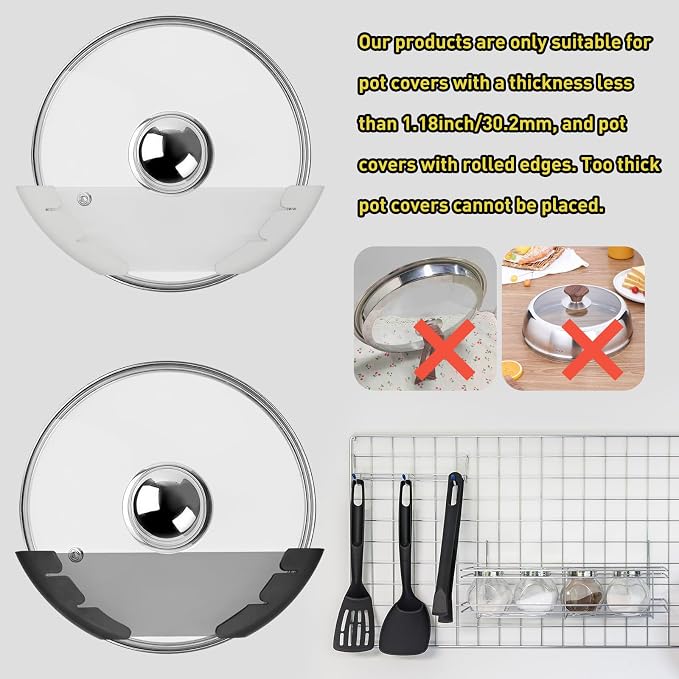 Universal Pot Lid Organizer for Cabinet, Fits 6" to 13.5" - Image 5