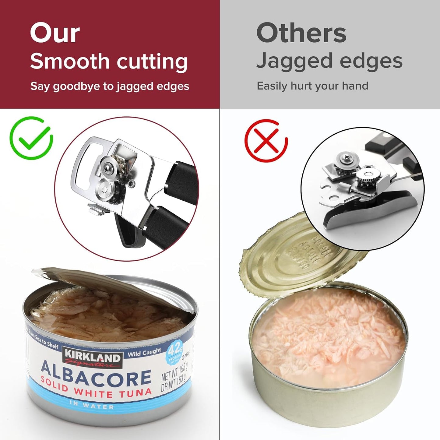 Can Opener Manual w/Magnet - Heavy Duty Hand Held Can Openers & Bottle Opener, Sharp Blade, Smooth Edge on Cans, Soft Grip Rubber Handle, Effortless Turn Knob for Seniors and Arthritis, Black