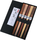 Reusable Chopsticks，GLAMFIELDS Japanese Natural Wooden 5 Pairs Hand-Carved by GLAMFIELDS