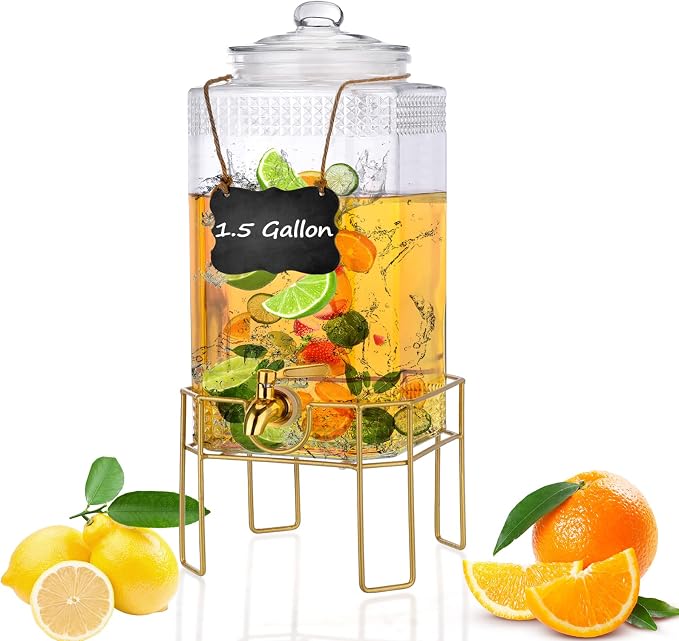 Drink Dispensers for Parties, 1.5 Gallon Drink Dispenser, Beverage Dispenser by FUREEY