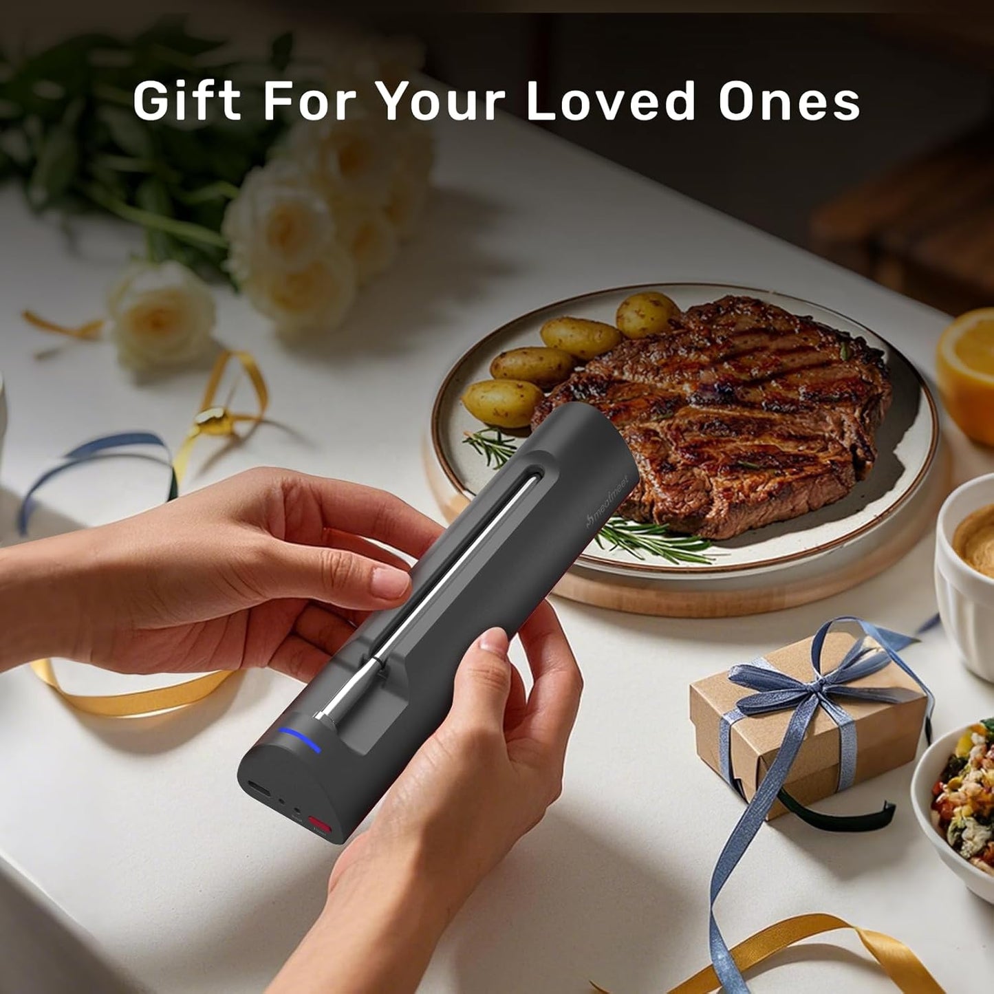 S Pro Bluetooth Wireless Meat Thermometer, EasySmart App, 6 Sensors, Enhanced Signal Base, IP69 Waterproof, Ultra-Thin Probe, Digital Cooking Thermometer for Oven/Grill/BBQ/Air Fryer/Kitchen