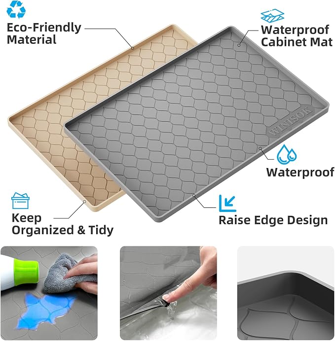 Winisok Silicone Under Sink Mat 37" x 19", kitchen Essentials and Gadgets - Image 2