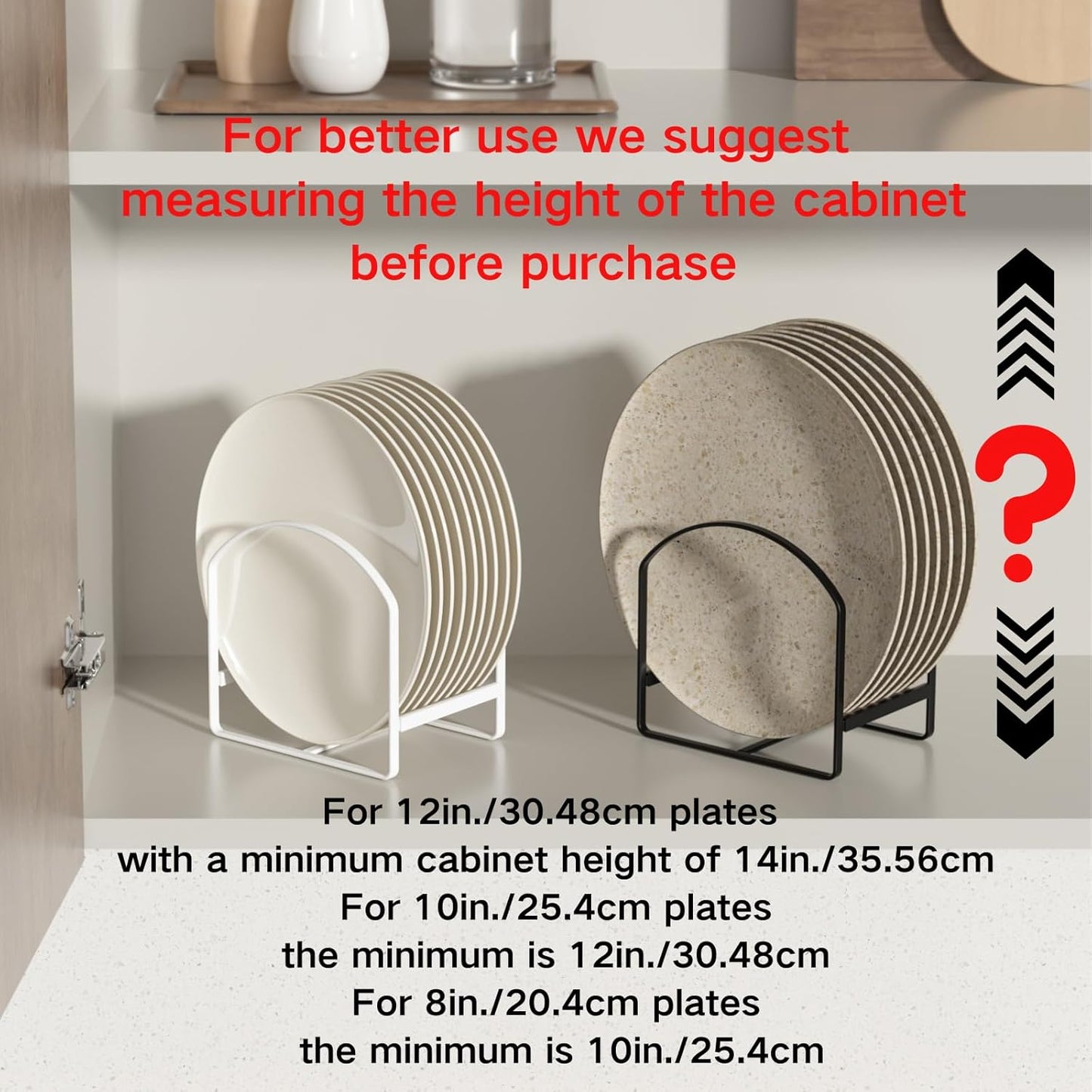 LINFIDITE 2 Pack Kitchen Plate Holder Organizer for Cabinet Space Saver Dinner Dish Plate Storage Rack Upright Dish Drying Racks Metal Dish Racks Stand for Cupboard and Countertop Large Black