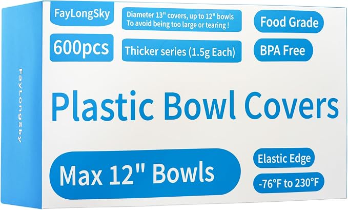 100 Boxed Bowl Covers Bread Proofing Plastic Wrap by FAYLONGSKY