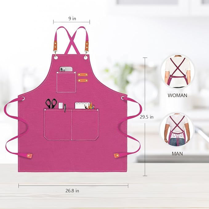 OUNLEN Chef Apron for Men Women Canvas Aprons - Image 2