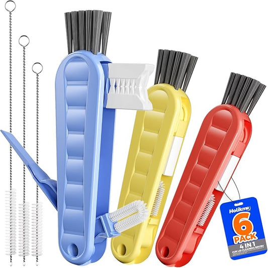 6 Pack Holikme 4 in 1 Cup Lid Cleaning Brush Set by Holikme