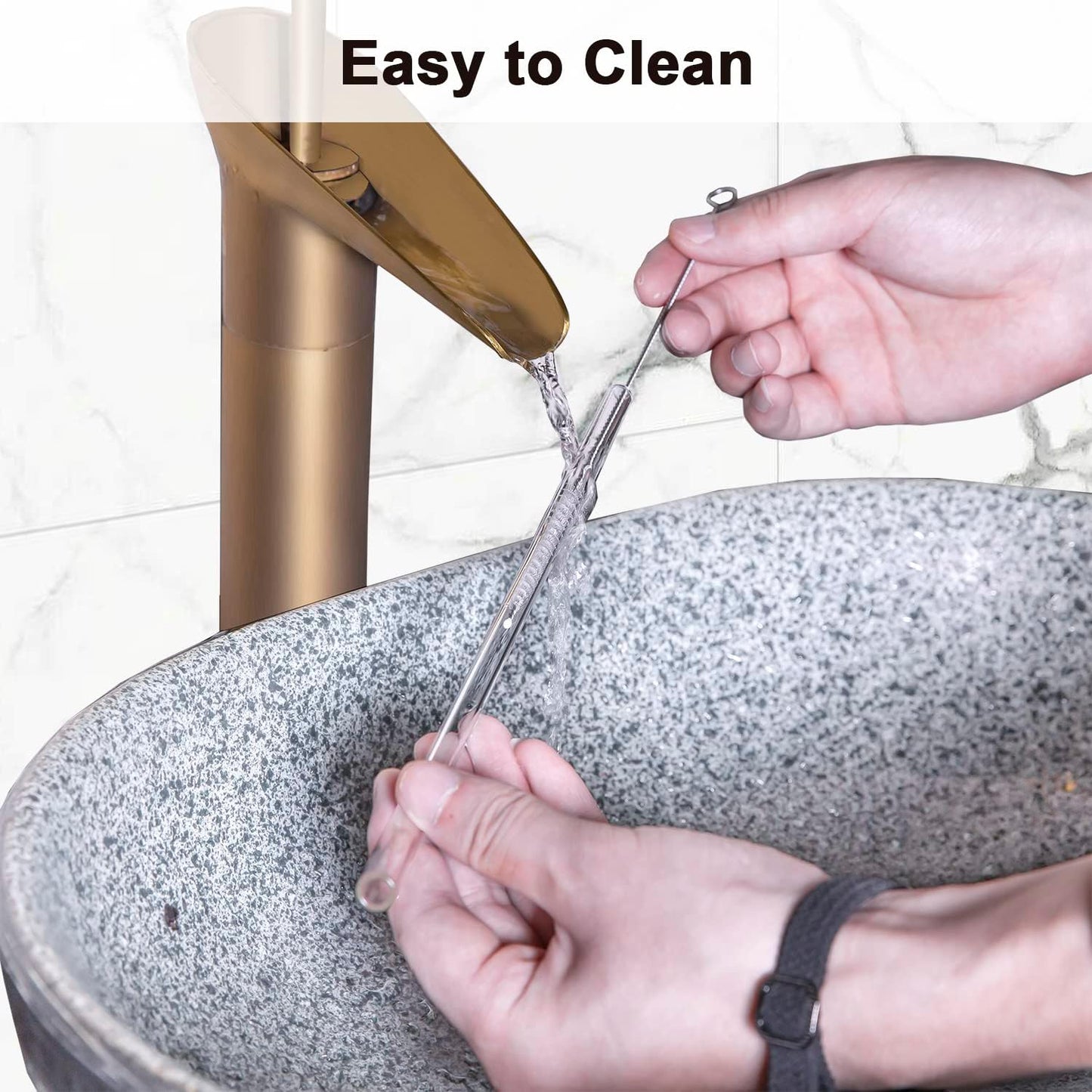 Borosilicate Glass Straws for 16 oz Tumbler, 9 inch 8mm BPA Free, Reusable Drinking Straws Clear Bent Skinny for Iced Coffee and Hot Drinks