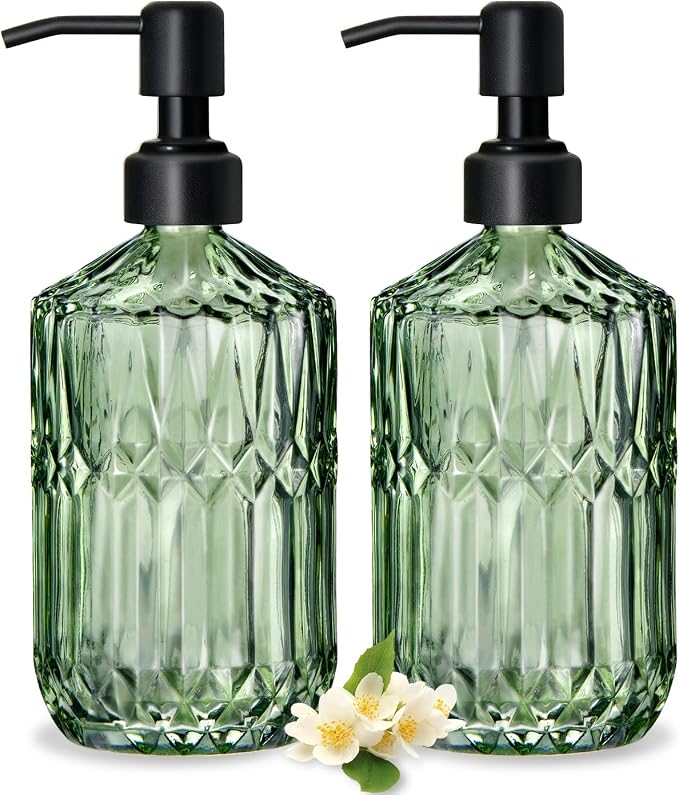 COHOSEGE 17 Oz Green Glass Kitchen Soap Dispenser by COHOSEGE