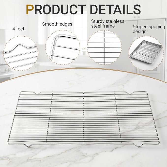Lounsweer 4 Pcs Cooling Racks, 24L X 16W X 1H Stainless Steel Wire Rack - Image 3
