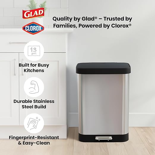 Glad GLD-74506 Stainless Steel Step Trash Can - Image 8