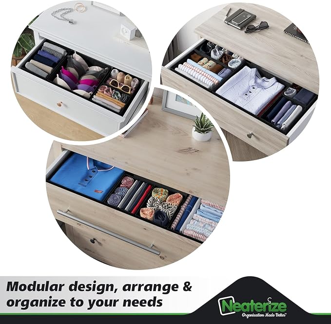 Drawer Organizer Clothes Set of 12 Black - Image 9