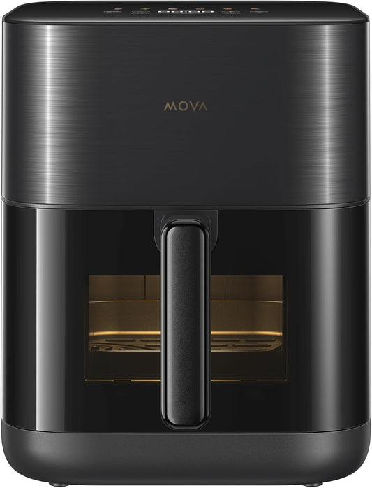 Mova FD10Pro Air Fryer, 6.3QT Large Digital Airfryer with Visible Window, 11 Preset Cooking Modes, Dual Heating System 122-450°F Precise Heat for Even Results, Non-Stick Baskets