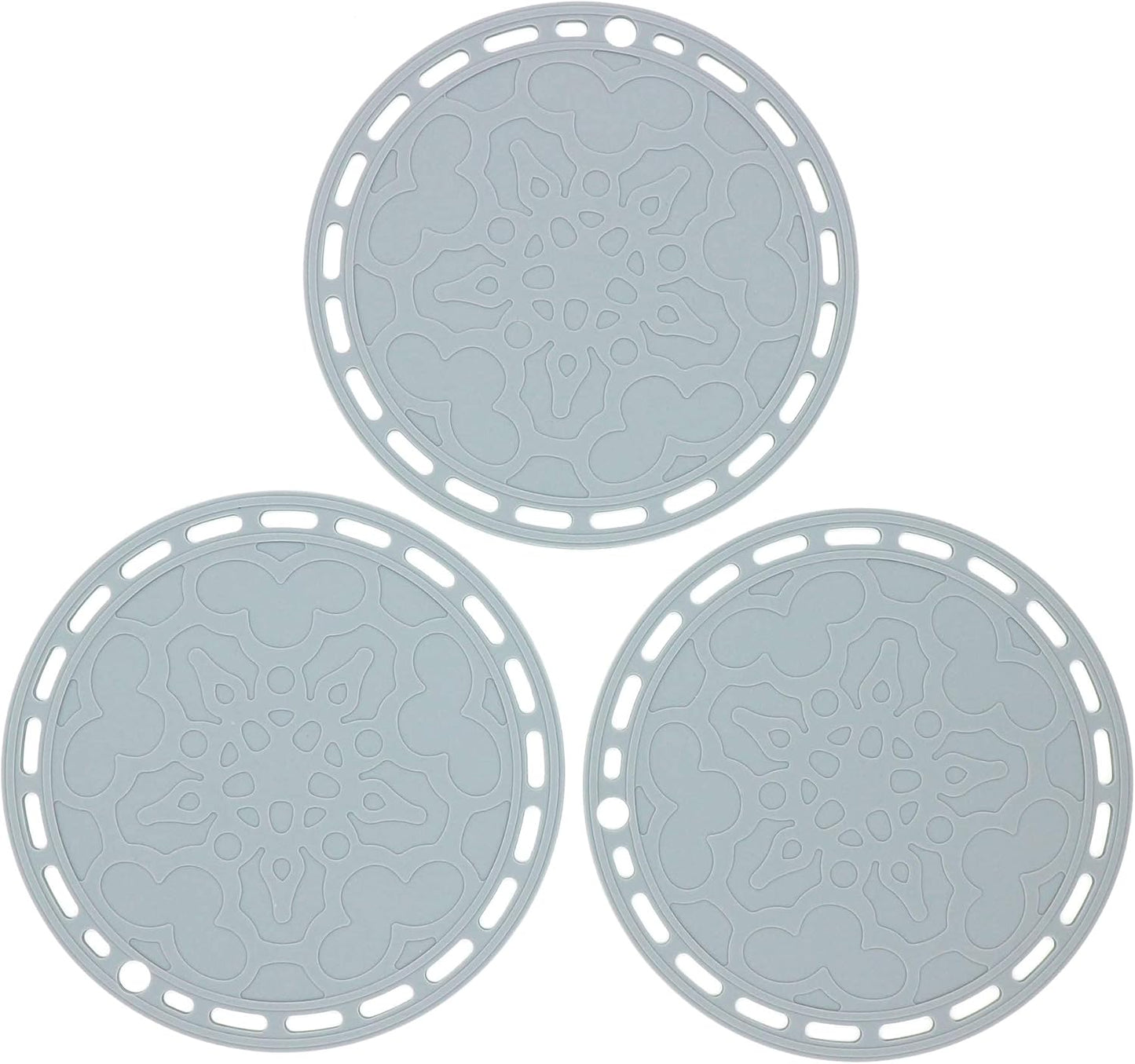 Smithcraft Silicone Trivet Mat for Pots and Pans Big Round Silicone Pot Holder Hot Pads Trivets for Hot Dishes and Pots, Hot Mats for Countertop Tables Spoon Rest Set of 3 (Grey)