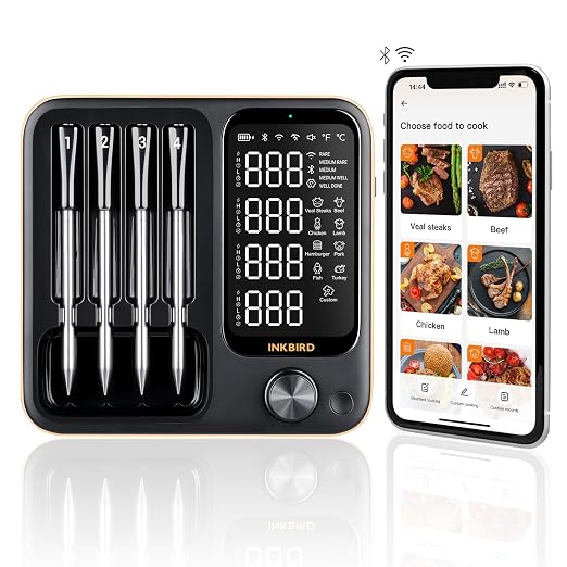Wireless Meat Thermometer with 4 Probes, INKBIRD WiFi Meat Thermometer Digital by Inkbird