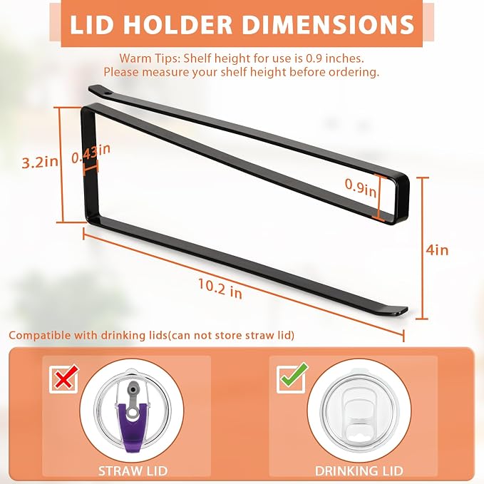 2 Pack Tumbler Lid Organizer, Horizontal Tumbler Lid Storage Hook to Hold Up 20 - Image 3