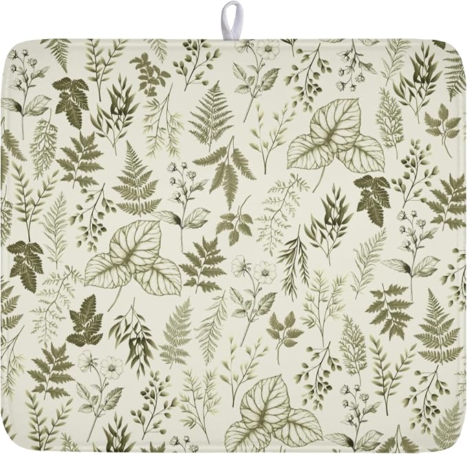 Vintage Botanical Floral Dish Drying Mat by Unknown