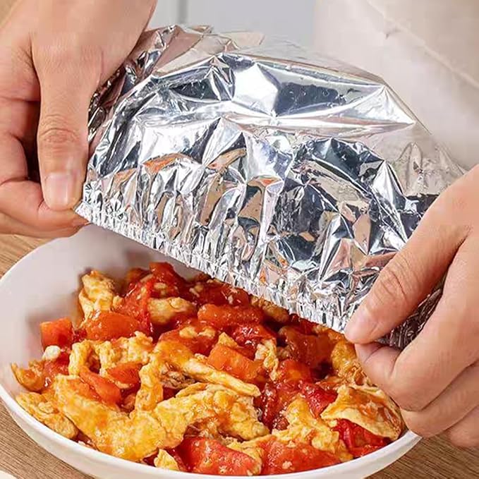 Ouliget Repeatable Film Insulation Cover, Aluminium Foil Elastic Food Bowl - Image 7