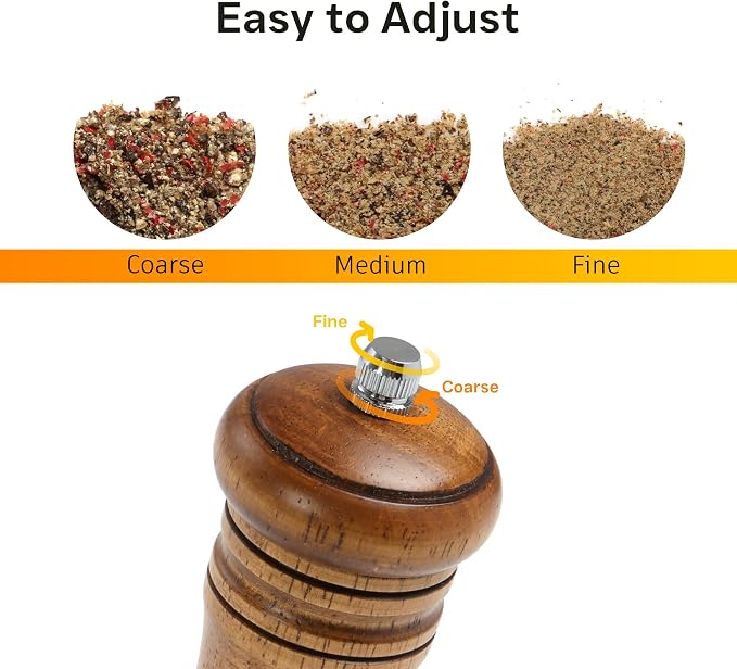 Wood Salt and Pepper Grinder, Salt Grinder and Pepper Mill, Oak Wood Shakers - Image 4