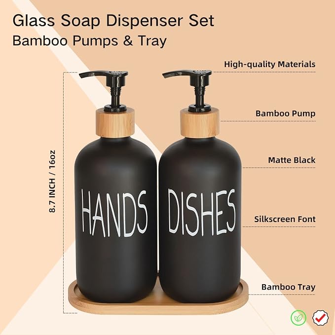 Glass Soap Dispenser Set. Hand and Dish - Image 2
