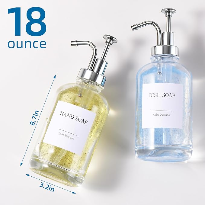 Glass Soap Dispenser with Pump, Dish and Hand Soap Dispenser - Image 3