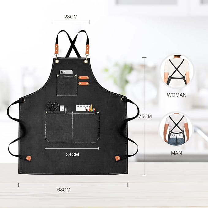 OUNLEN Chef Apron for Men Women Canvas Aprons - Image 2