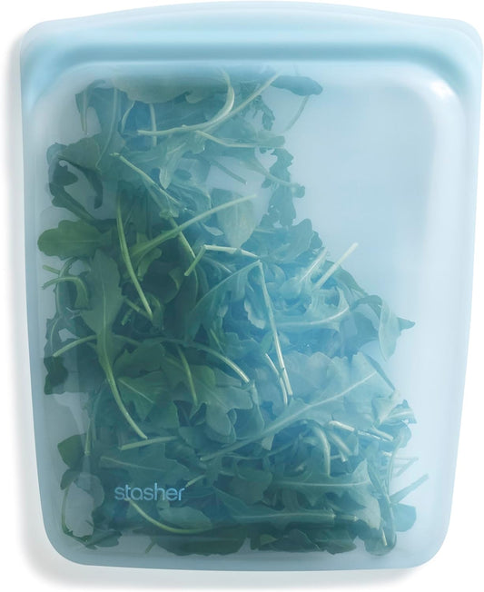 Stasher Premium Silicone Reusable Food Storage Half Gallon Bag, Tide Pool, Microwave, Sous Vide, Dishwasher, Oven and Freezer Safe, BPA Free, Leak-free, Eco-friendly, 64 Oz
