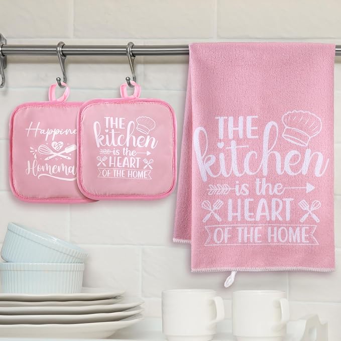 Sratte 6 Pcs Kitchen Decor Accessories Set Farmhouse Towels Pot Holders Oven - Image 3