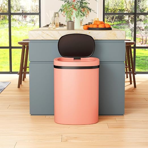 PayLessHere | 13 Gallon Plastic Trash Can | Pink | Automatic Touchless Lid - Image 2