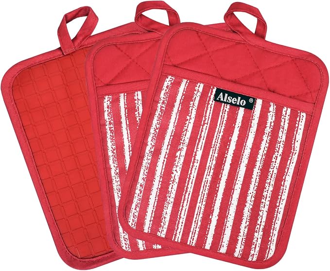 Alselo Silicone Pot Holders Set of 3 Heat Resistant & Non Slip Potholders - Image 8