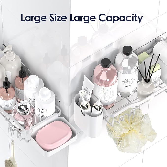 NESOMI Shower Caddy Adhesive Shower Organizer 8-Pack, Rustproof Stainless Steel - Image 9