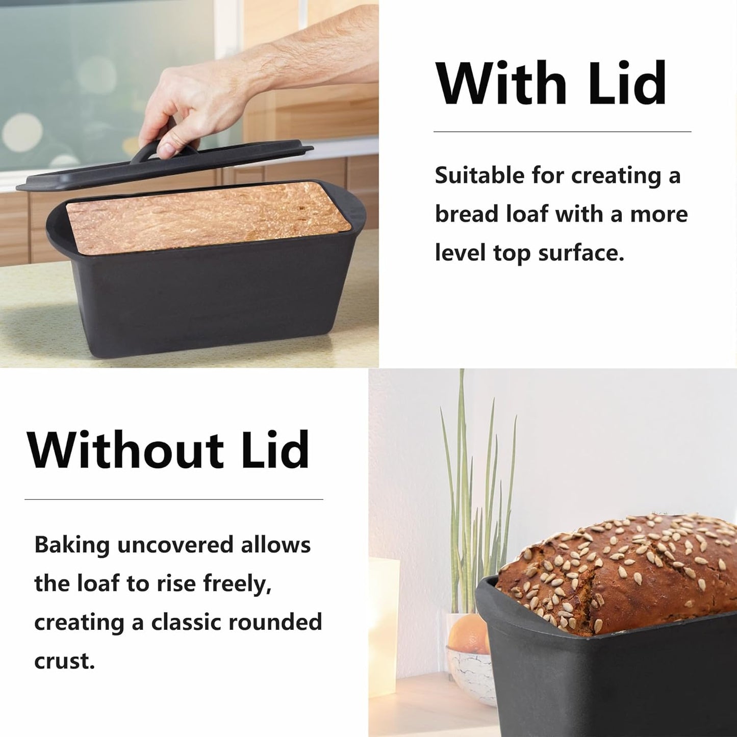 Cast Iron Bread Loaf Pan with Lid - 11x5 Inch Heavy Duty Dutch Oven for Sourdough Baking & Artisan Bread Pre-Seasoned Sandwich, 3 Quart Nonstick Loaf Pan for Home Kitchen Restaurant