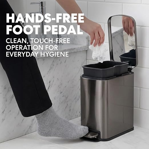 SIMPLI-Magic 6L/1.6G Stainless Steel Bathroom Trash Can - Image 3