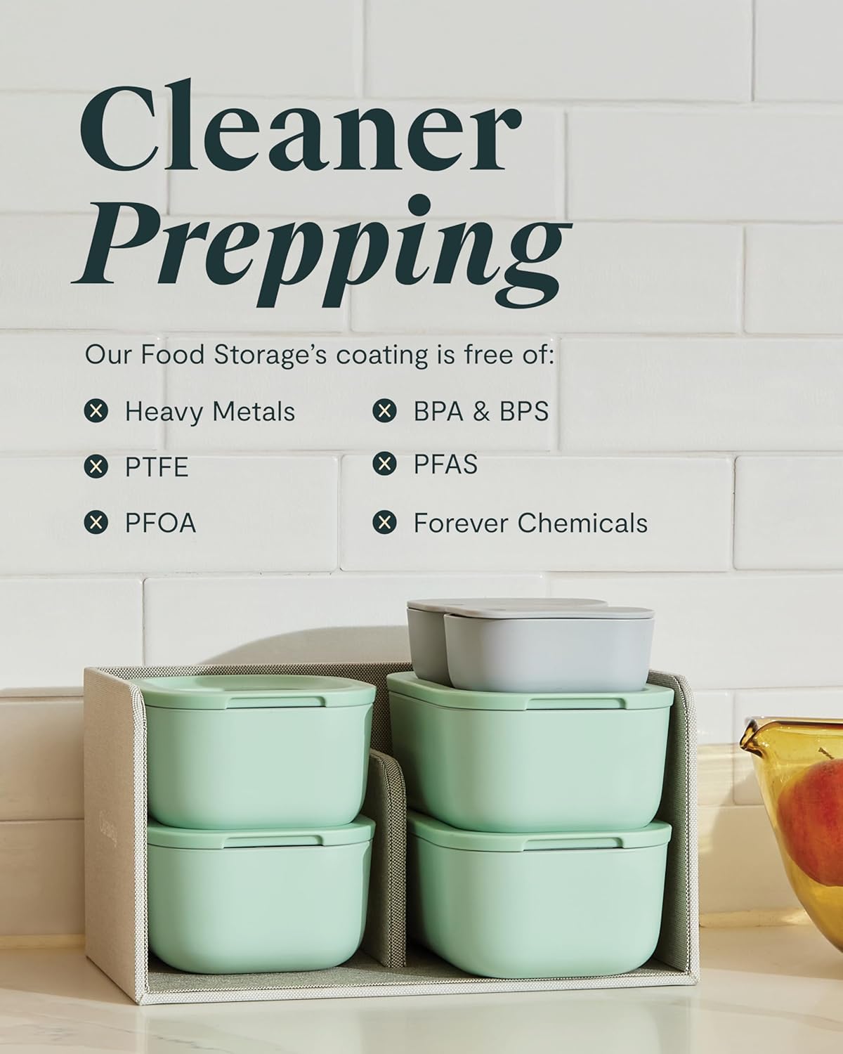 Caraway 2pc Glass Food Storage Set - 1.75 Cup Food Containers (2) - Non-Toxic Ceramic-Coated Glass - Air Release Technology - Compact & Stackable Design - Navy