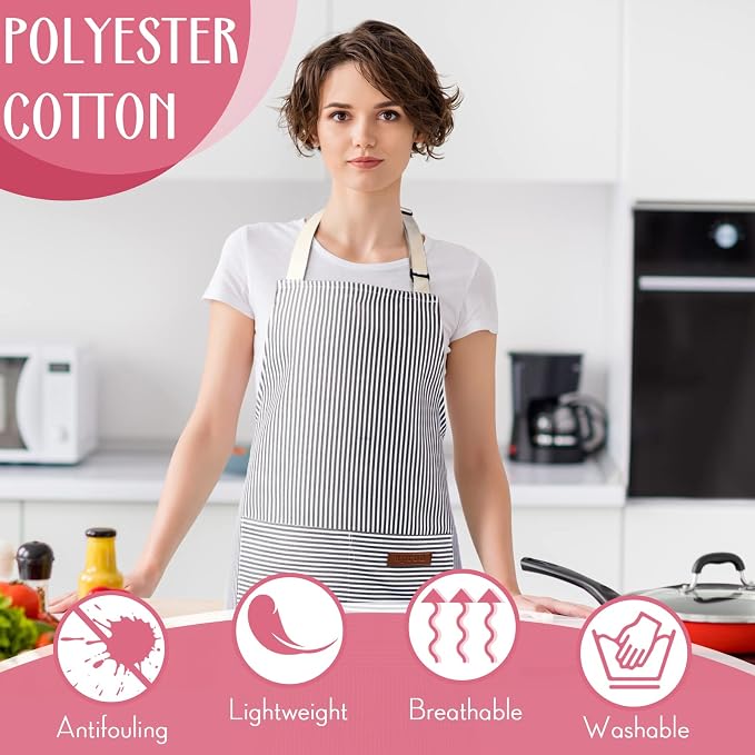 Handepo 12 Pcs Cotton Aprons for Women Men - Image 4