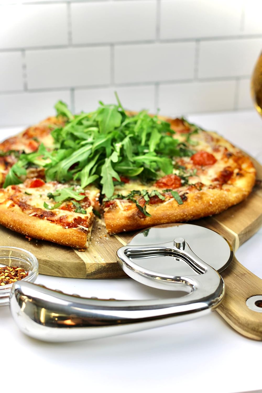 Pizza Cutter Wheel by Midnight Slice - Stainless Steel Food Slicer for Pizzas and more with Ergonomic Handle and Sharp Cutting Surface for Clean Cuts