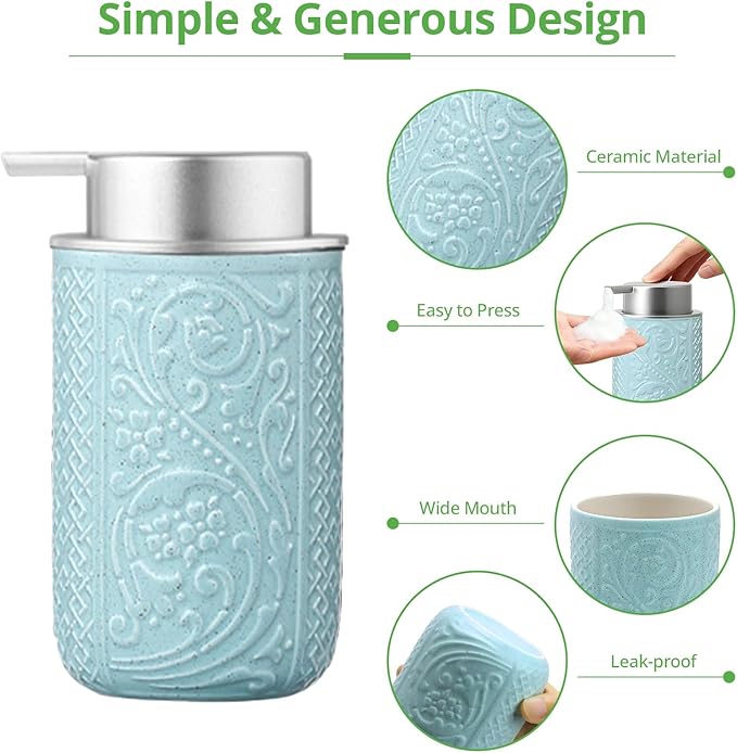 12OZ/350ML Ceramic Foaming Soap Dispenser Empty Hand Soap Dispenser Refillable - Image 5
