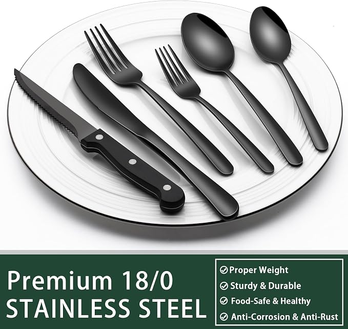 EWFEN 24-Piece Black Silverware Set - Image 5