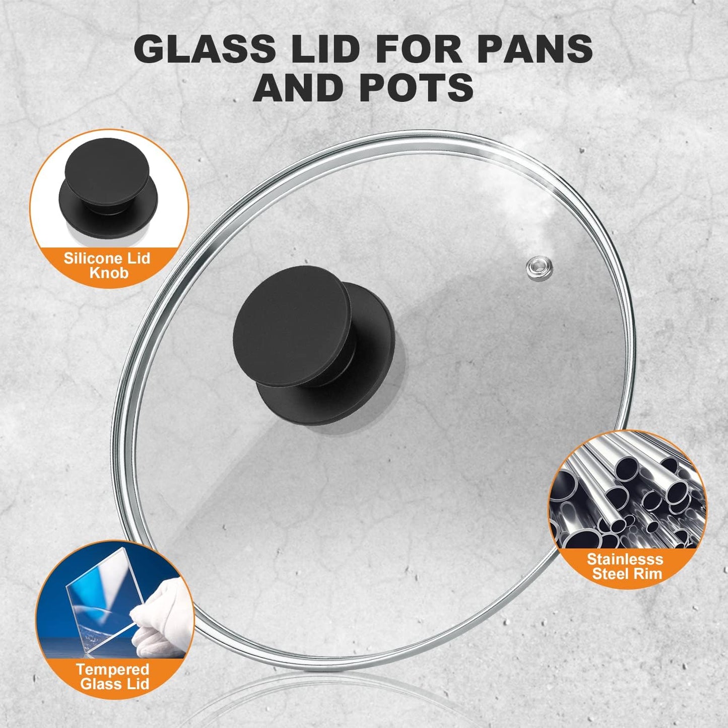 Wadaza Pan Lid 11 Inch - Tempered Glass Pot Lid - Oven Safe Replacement Glass Lid for Frying Pan Wok Pot Skillet