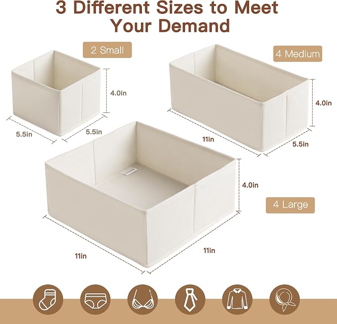 Criusia Drawer Organizer Clothes, 10 Pack Dresser Organizer - Image 2