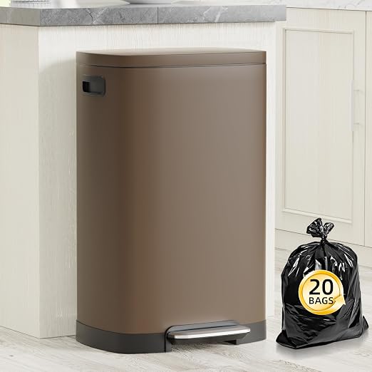 KdbK 13 Gallon Trash Can with Lid, 50L Fingerprint Proof Stainless Steel by Unknown
