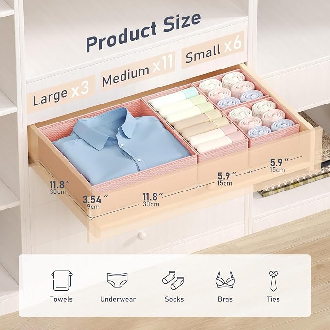 DIMJ Drawer Organizer Clothes, 20 Pack Dresser Organizer, Foldable Closet - Image 2