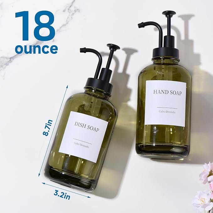Glass Soap Dispenser with Pump, Dish and Hand Soap Dispenser - Image 6